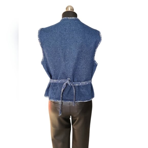 Western Denim Vest  Embroidered Horse Floral Handcrafted Unique Equestrian - Picture 3 of 12